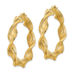 FJC Finejewelers 14 kt Yellow Gold Polished and Greek Satin Twisted Hoop Earrings 43 x 42 mm