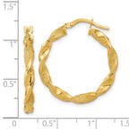 FJC Finejewelers 14 kt Yellow Gold Polished and Textured Twisted Hoop Earrings 25 x 25 mm