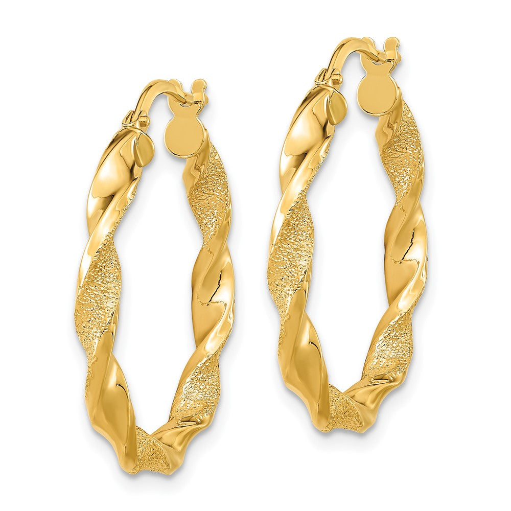 FJC Finejewelers 14 kt Yellow Gold Polished and Textured Twisted Hoop Earrings 25 x 25 mm
