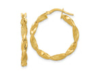 FJC Finejewelers 14 kt Yellow Gold Polished and Textured Twisted Hoop Earrings 25 x 25 mm