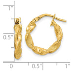 FJC Finejewelers 14 kt Yellow Gold Polished and Textured Twisted Hoop Earrings 17 x 16 mm