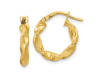 FJC Finejewelers 14 kt Yellow Gold Polished and Textured Twisted Hoop Earrings 17 x 16 mm