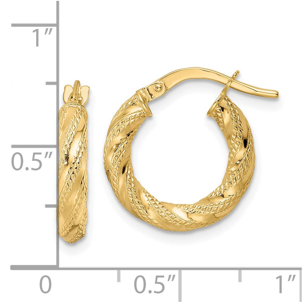 FJC Finejewelers 14 kt Yellow Gold Polished Twisted Hoop Earrings 17 x 15 mm