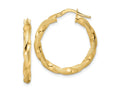 FJC Finejewelers 14 kt Yellow Gold Brushed and Polished Twisted Hoop Earrings 26 x 25 mm