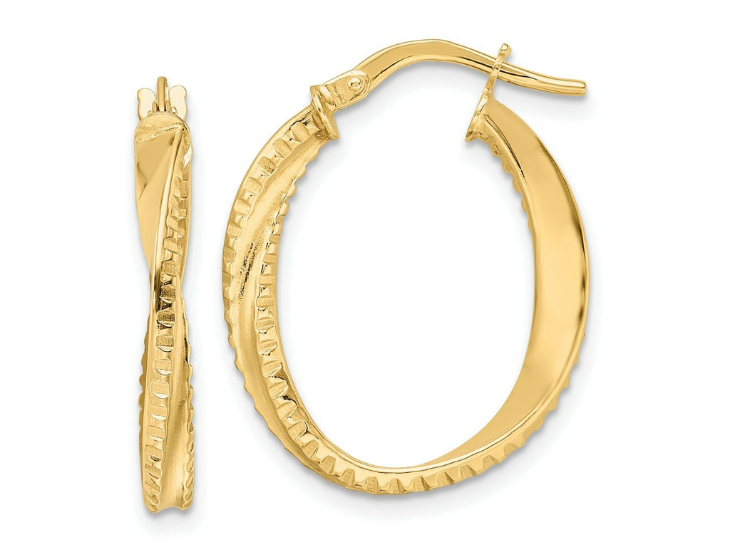 FJC Finejewelers 14 kt Yellow Gold Polished Twisted Oval Hoop Earrings 24 x 19 mm