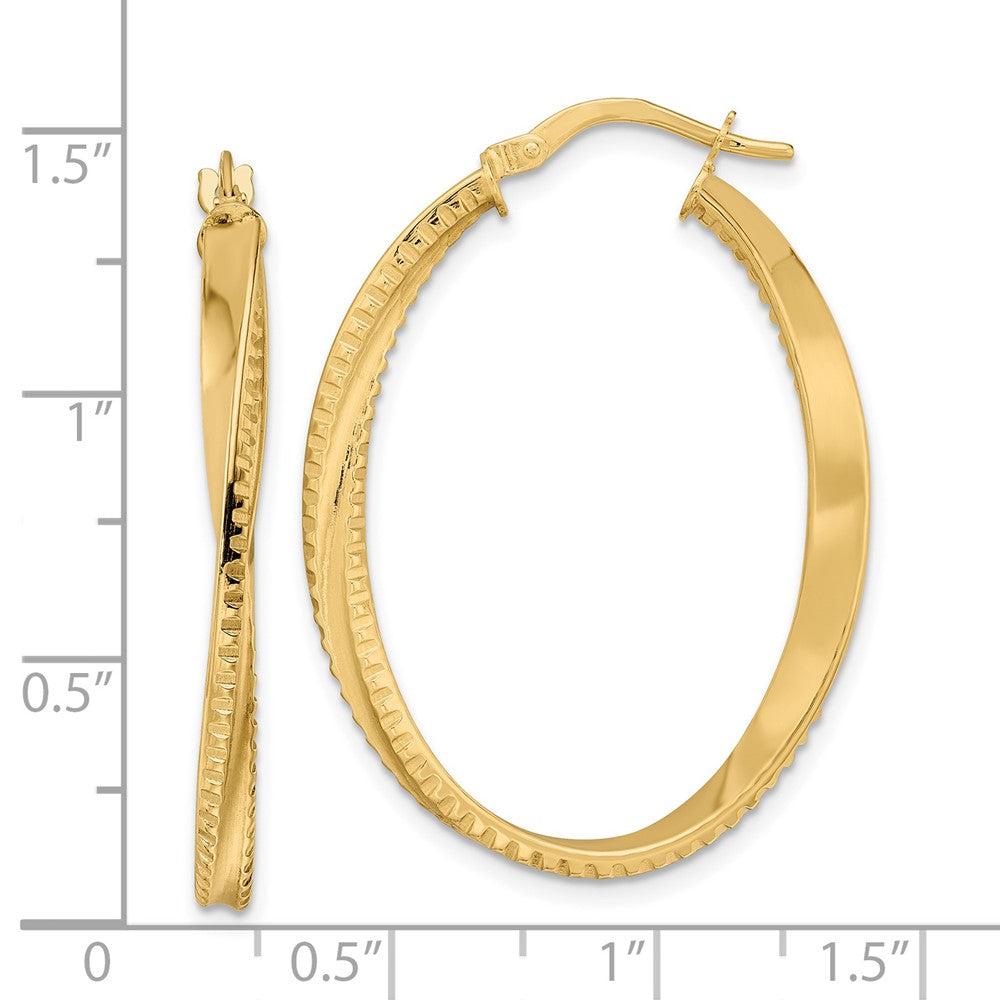 FJC Finejewelers 14 kt Yellow Gold Polished Twisted Oval Hoop Earrings 36 x 25 mm