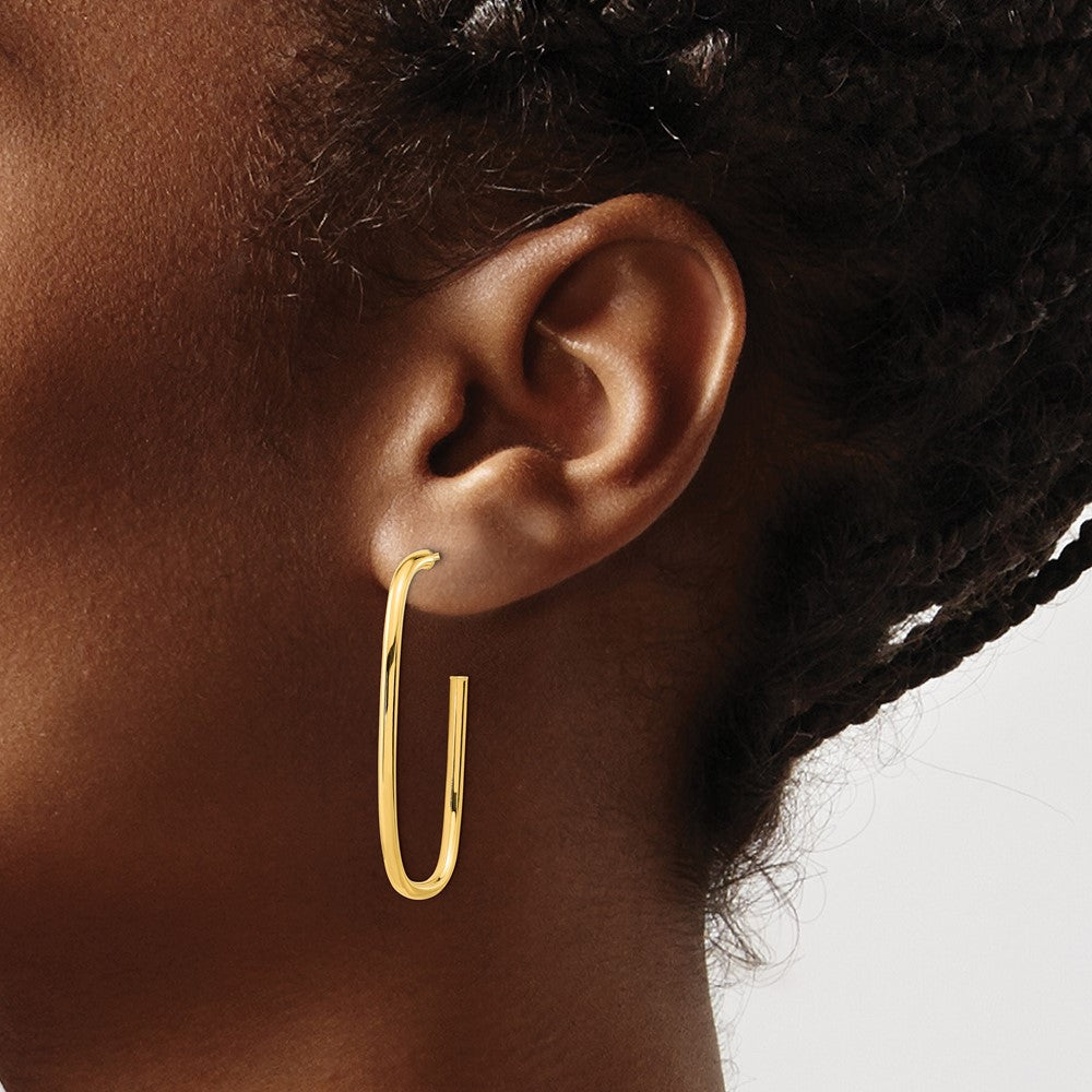 FJC Finejewelers 14 kt Yellow Gold Polished J-Hoop Earrings 36 x 16 mm