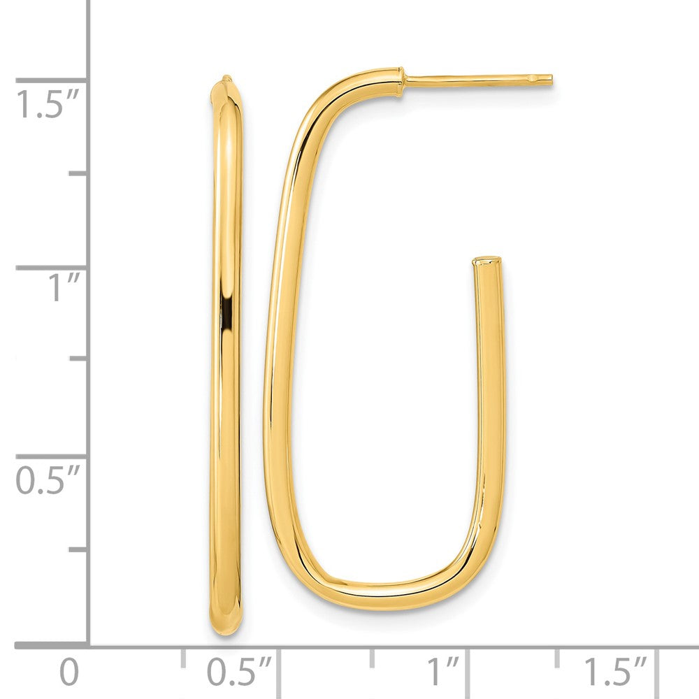 FJC Finejewelers 14 kt Yellow Gold Polished J-Hoop Earrings 36 x 16 mm