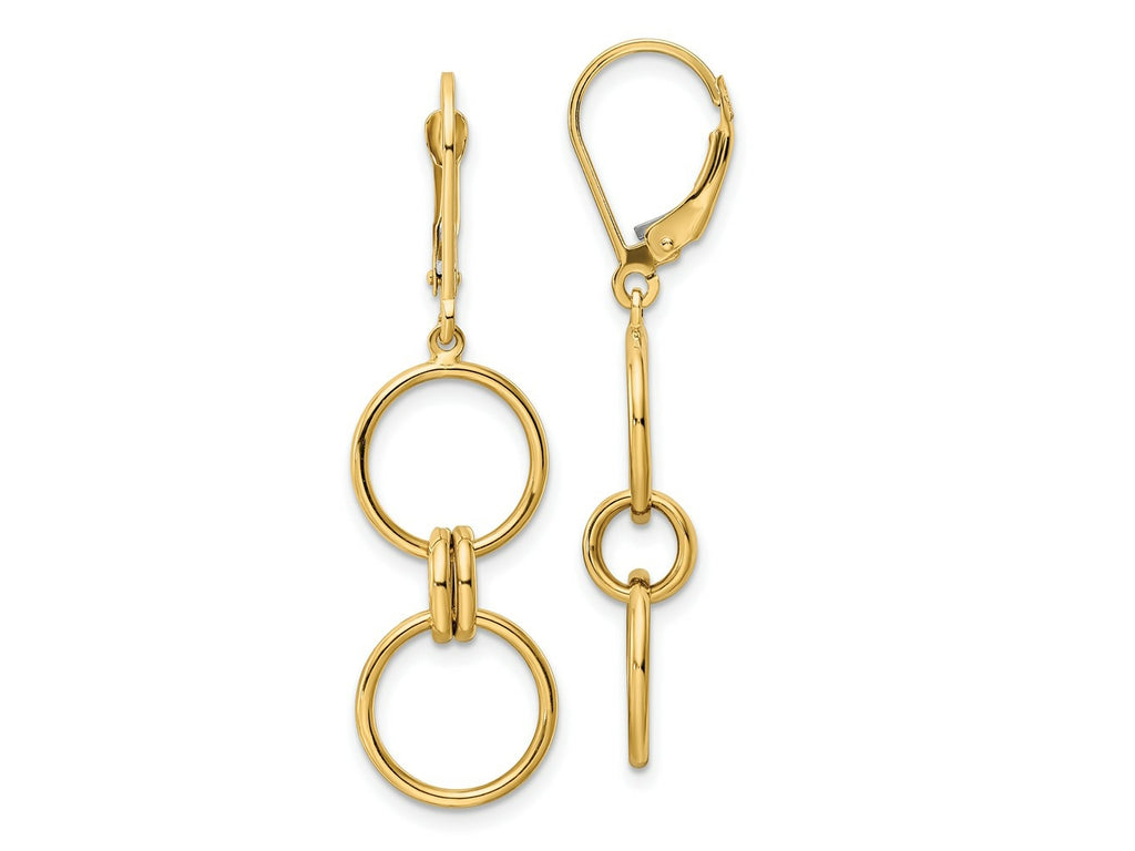 FJC Finejewelers 14 kt Yellow Gold Circle Dangle Leverback Earrings 43 x 11 mm