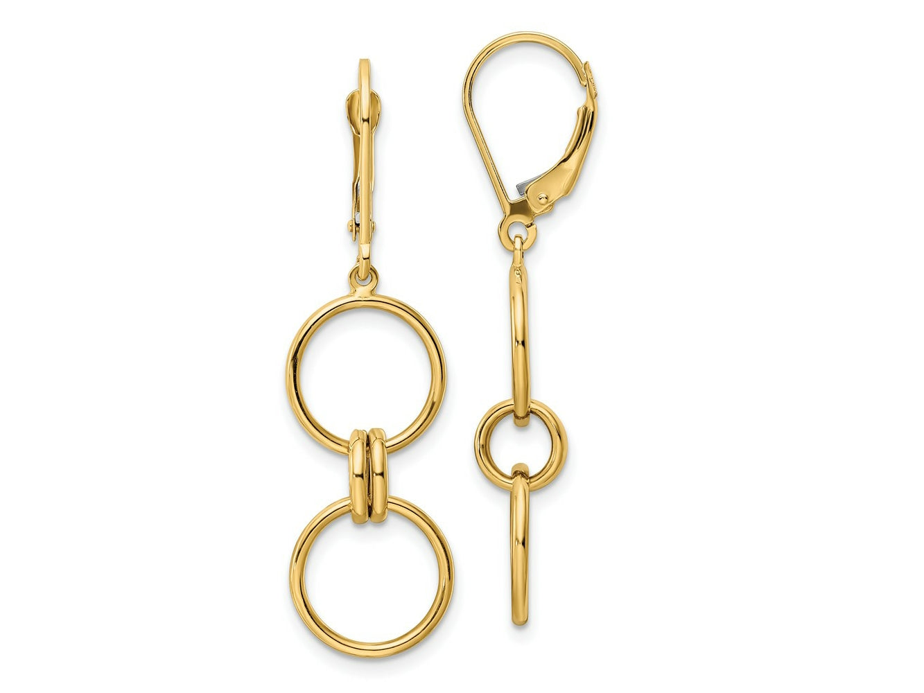 FJC Finejewelers 14 kt Yellow Gold Circle Dangle Leverback Earrings 43 x 11 mm