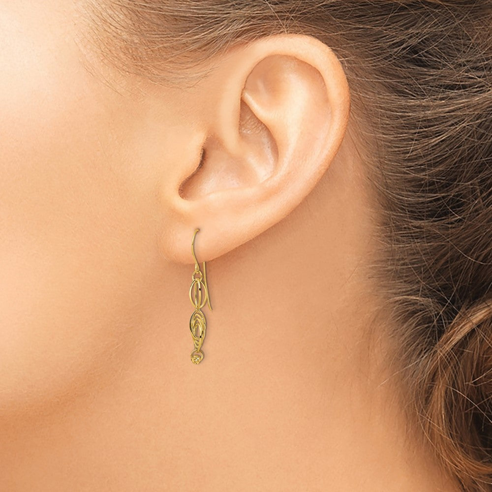 FJC Finejewelers 14 kt Yellow Gold Bright Cut Oval Link Dangle Earrings 36 x 5 mm