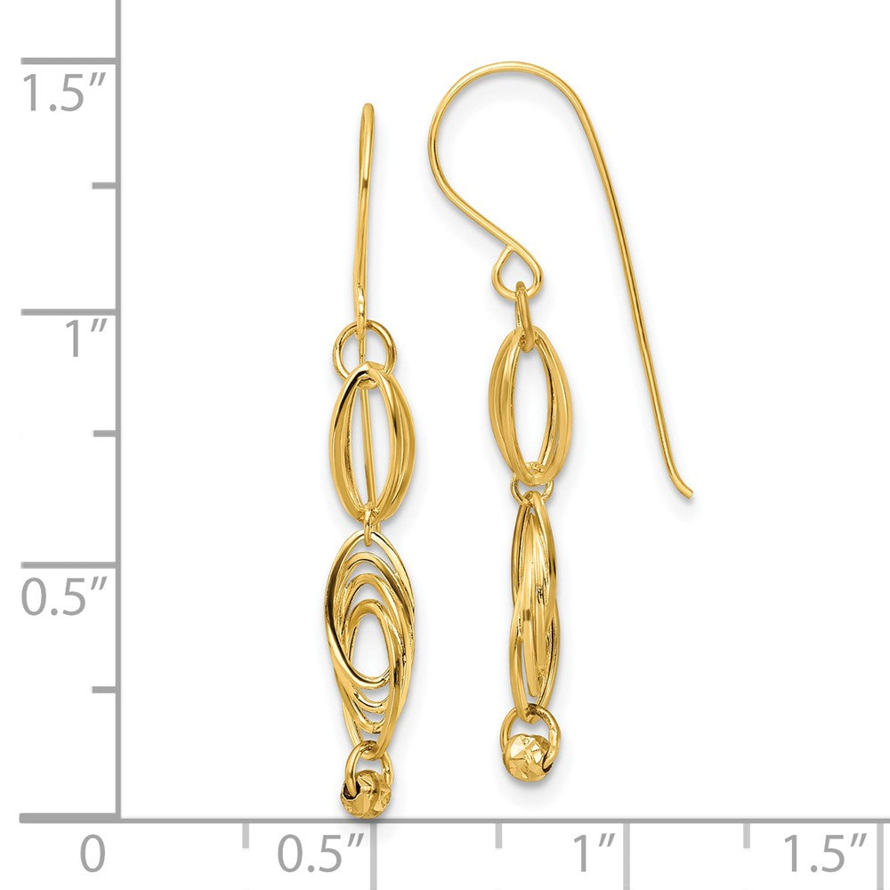FJC Finejewelers 14 kt Yellow Gold Bright Cut Oval Link Dangle Earrings 36 x 5 mm