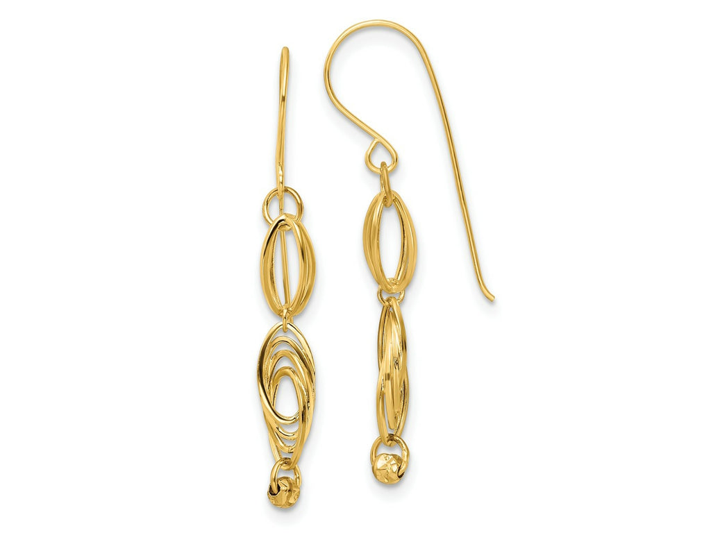 FJC Finejewelers 14 kt Yellow Gold Bright Cut Oval Link Dangle Earrings 36 x 5 mm