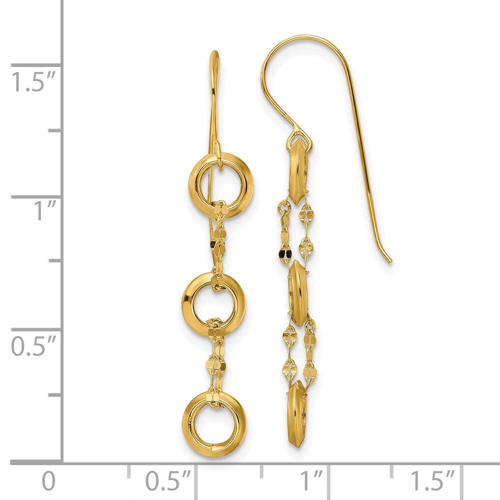 FJC Finejewelers 14 kt Yellow Gold Three Circle Dangle Earrings 39 x 6 mm