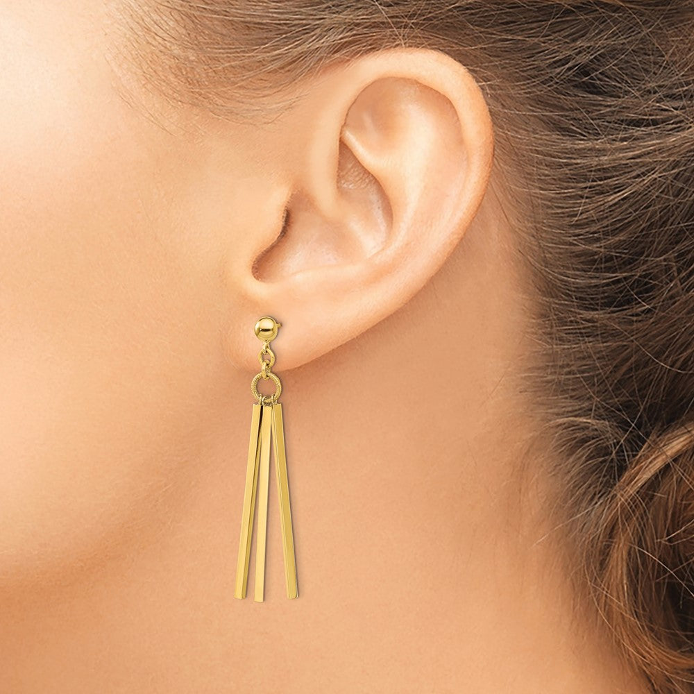 FJC Finejewelers 14 kt Yellow Gold Polished 3 Bar Post Dangle Earrings 54 x 16 mm