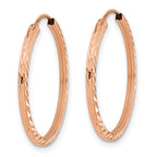 FJC Finejewelers 14 kt Rose Gold 1.60mm Bright Cut Square Tube Endless Hoop Earrings 25 x 1 mm
