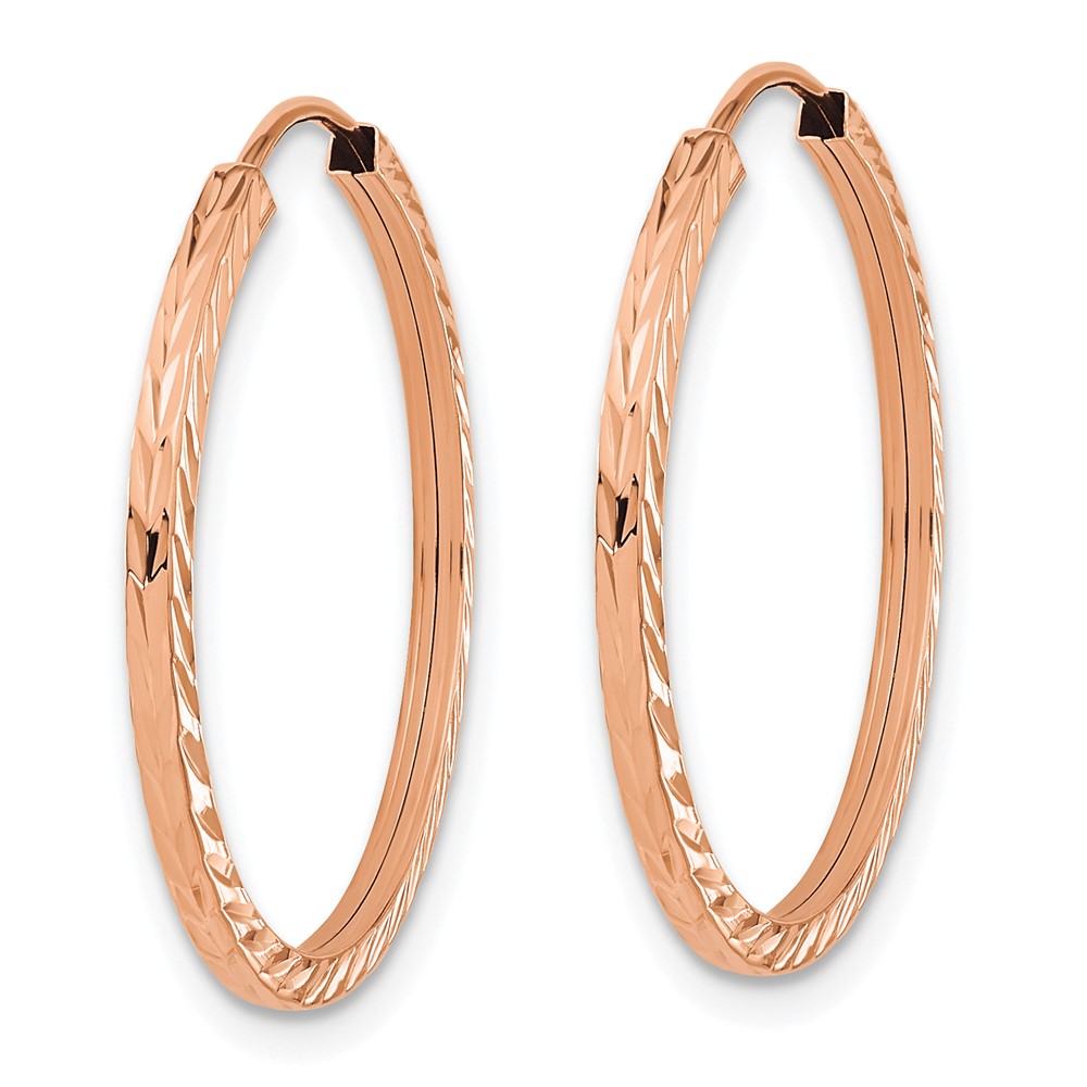 FJC Finejewelers 14 kt Rose Gold 1.60mm Bright Cut Square Tube Endless Hoop Earrings 25 x 1 mm