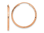 FJC Finejewelers 14 kt Rose Gold 1.60mm Bright Cut Square Tube Endless Hoop Earrings 25 x 1 mm