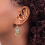FJC Finejewelers 14 kt Tri Color Gold Tri-color Bright Cut Polished Filigree Dangle Earrings 45 x 15 mm