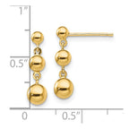FJC Finejewelers 14 kt Yellow Gold Dangle Graduated 3 Ball Post Earrings 18 x 5 mm