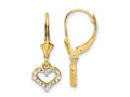 FJC Finejewelers 14 kt Yellow Gold Dangle and White Rhodium Bright Cut Heart Leverback Earrings 24 x 8 mm