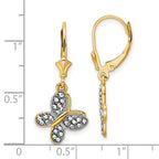 FJC Finejewelers 14 kt Yellow Gold Dangle and White Rhodium Bright Cut Fancy Butterfly Earrings 30 mm
