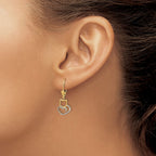 FJC Finejewelers 14 kt Yellow Gold Dangle and White Rhodium Bright Cut Cat Heart Leverback Earrings 29 mm