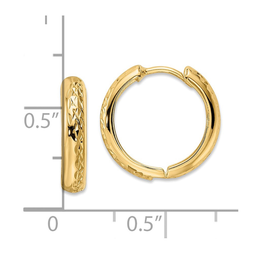 FJC Finejewelers 14 kt Yellow Gold Polished Textured 3x Hinged Hoop Earrings 14 x 15 mm