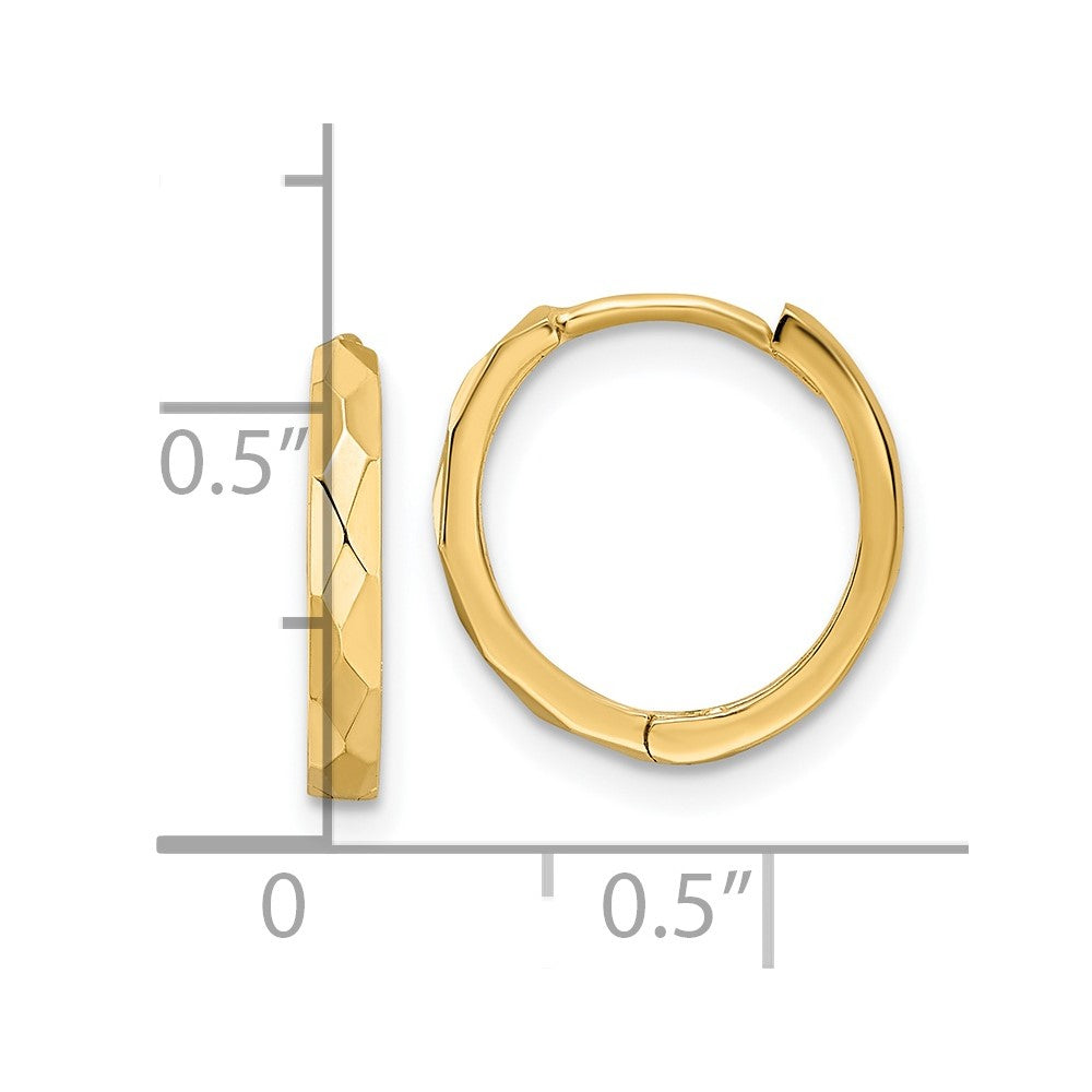 FJC Finejewelers 14 kt Yellow Gold Polished Faceted 2x14mm Hinged Hoop Earrings 13 mm x 13 mm