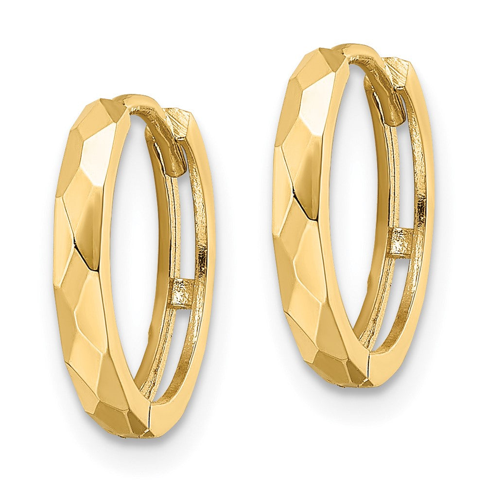 FJC Finejewelers 14 kt Yellow Gold Polished Faceted 2x14mm Hinged Hoop Earrings 13 mm x 13 mm