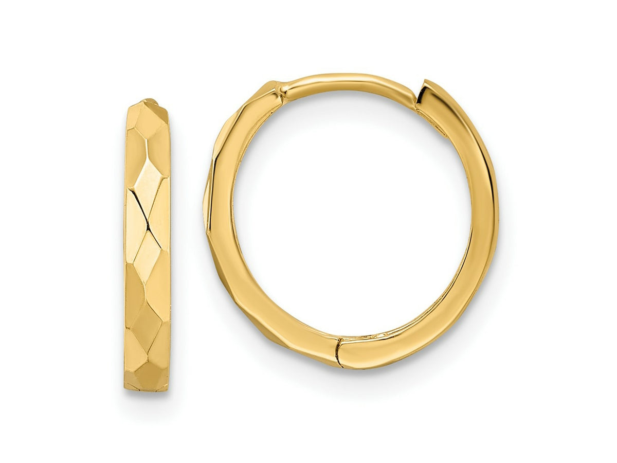 FJC Finejewelers 14 kt Yellow Gold Polished Faceted 2x14mm Hinged Hoop Earrings 13 mm x 13 mm