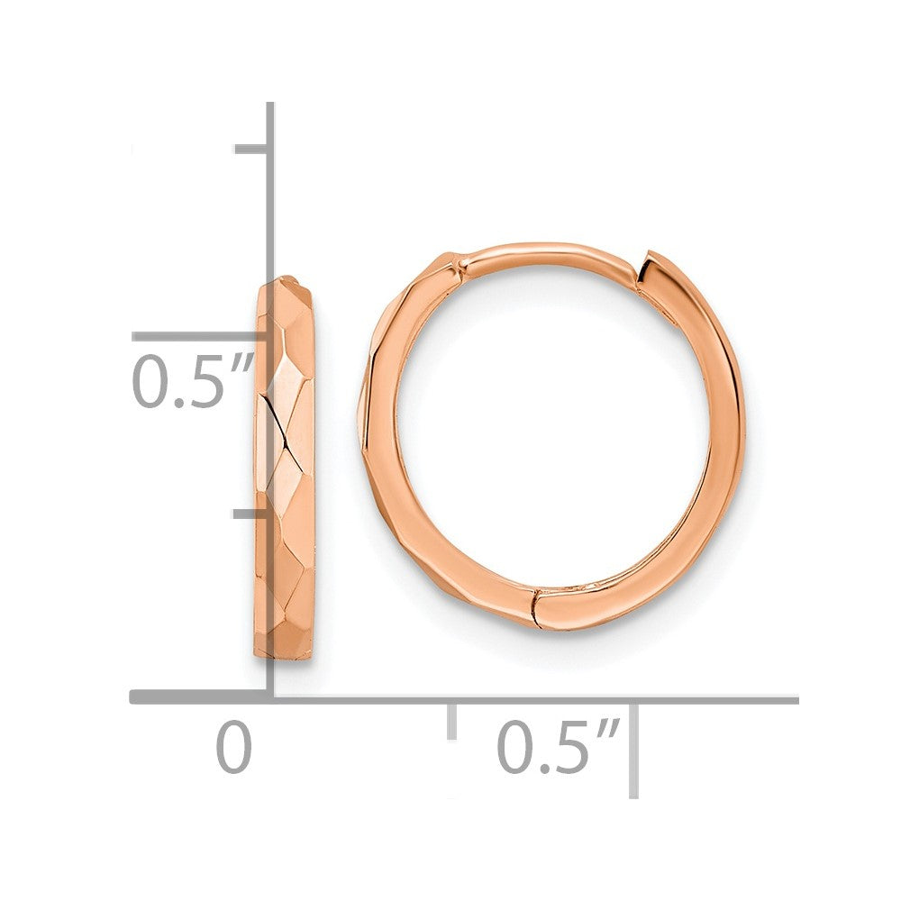 FJC Finejewelers 14 kt Rose Gold Hoops Polished Faceted Hinged Hoop Earrings 2x13 mm