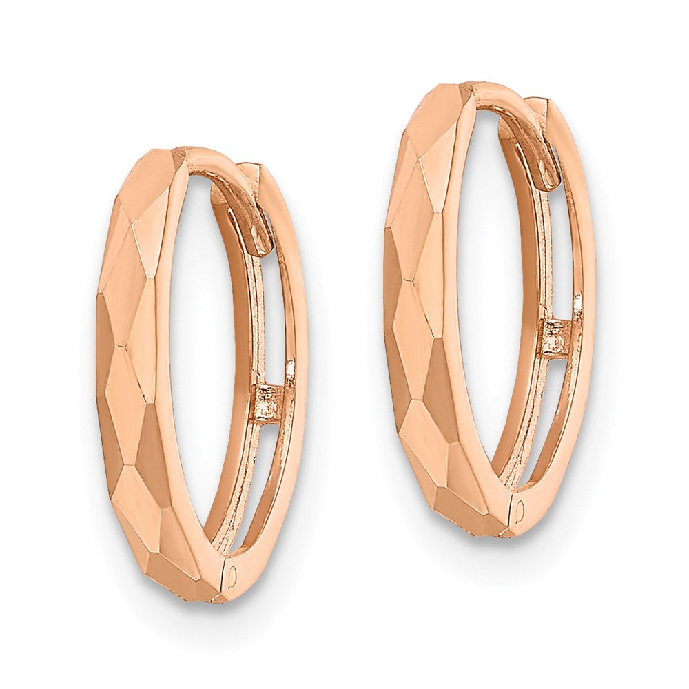 FJC Finejewelers 14 kt Rose Gold Hoops Polished Faceted Hinged Hoop Earrings 2x13 mm