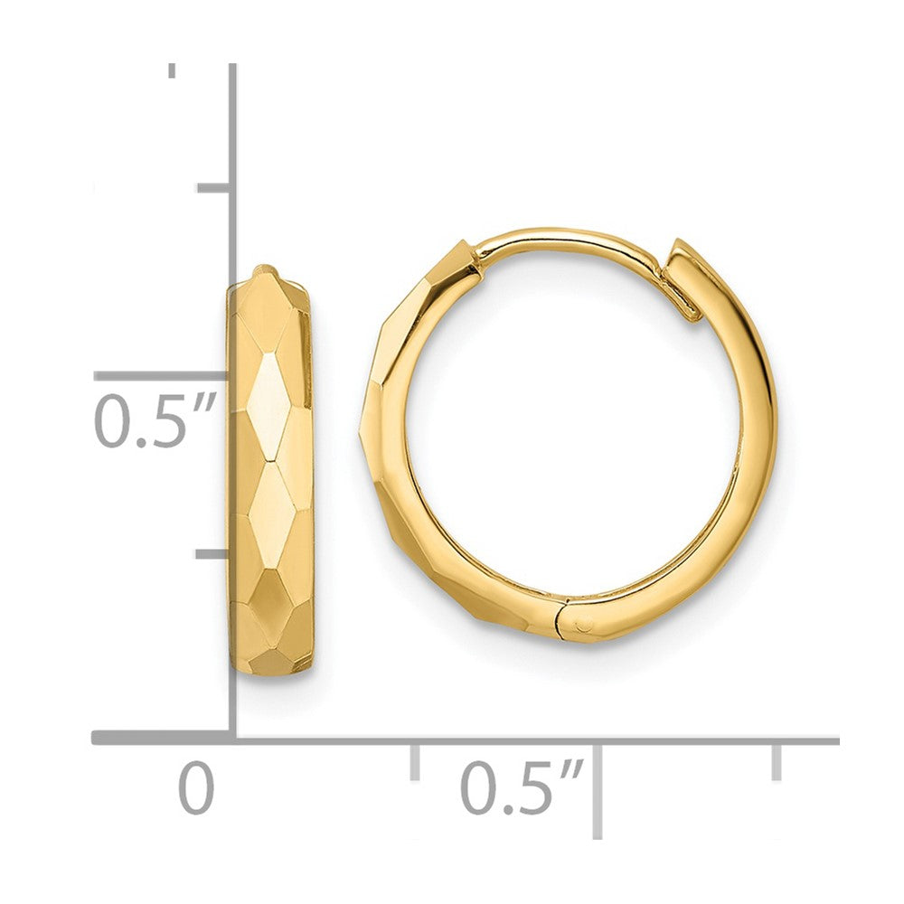 FJC Finejewelers 14 kt Yellow Gold Polished Faceted 3x15mm Hinged Hoop Earrings 14 mm x 14 mm