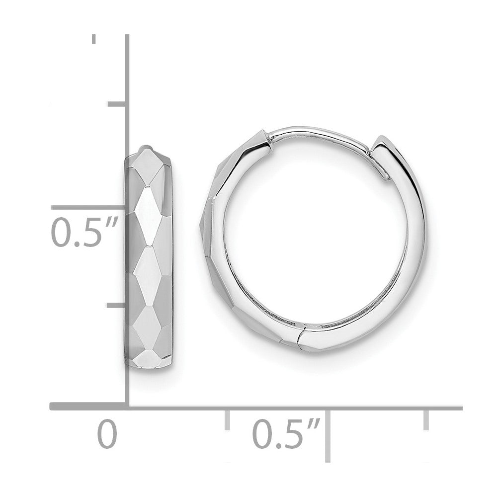 FJC Finejewelers 14 kt White Gold Hoops Polished Faceted Hinged Hoop Earrings 3 mm x 14 mm