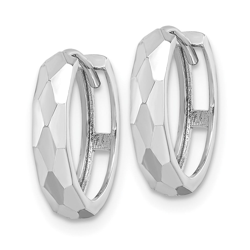 FJC Finejewelers 14 kt White Gold Hoops Polished Faceted Hinged Hoop Earrings 3 mm x 14 mm