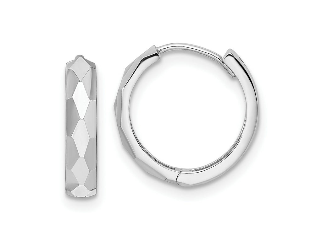 FJC Finejewelers 14 kt White Gold Hoops Polished Faceted Hinged Hoop Earrings 3 mm x 14 mm