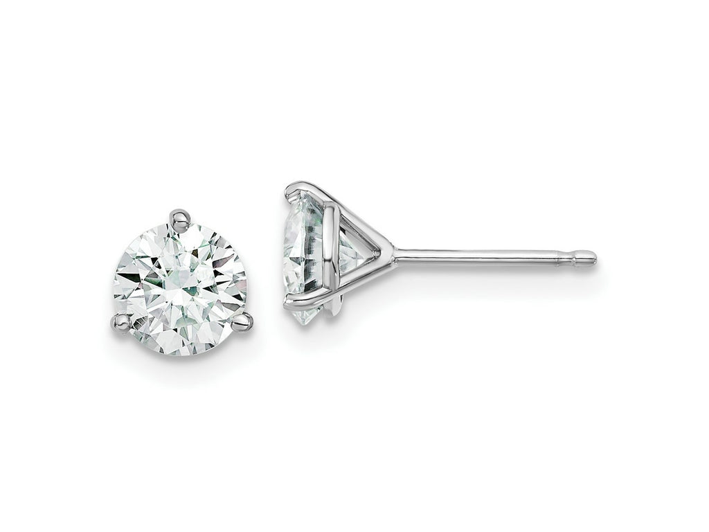 FJC Finejewelers 14 kt White Gold Stud 1.5ct. 6.0mm Round J-K Color Moissanite 3 Prong Earrings