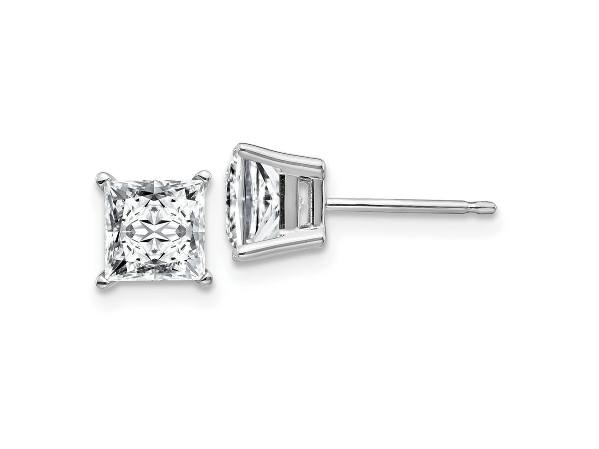 FJC Finejewelers 14 kt White Gold Stud 2.30ct. 6.0mm Princess GHI True Light Moissanite Earrings
