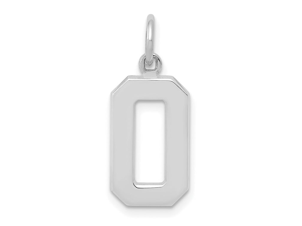 FJC Finejewelers 14 kt White Gold Medium Polished Number 0 Charm 17 x 9 mm