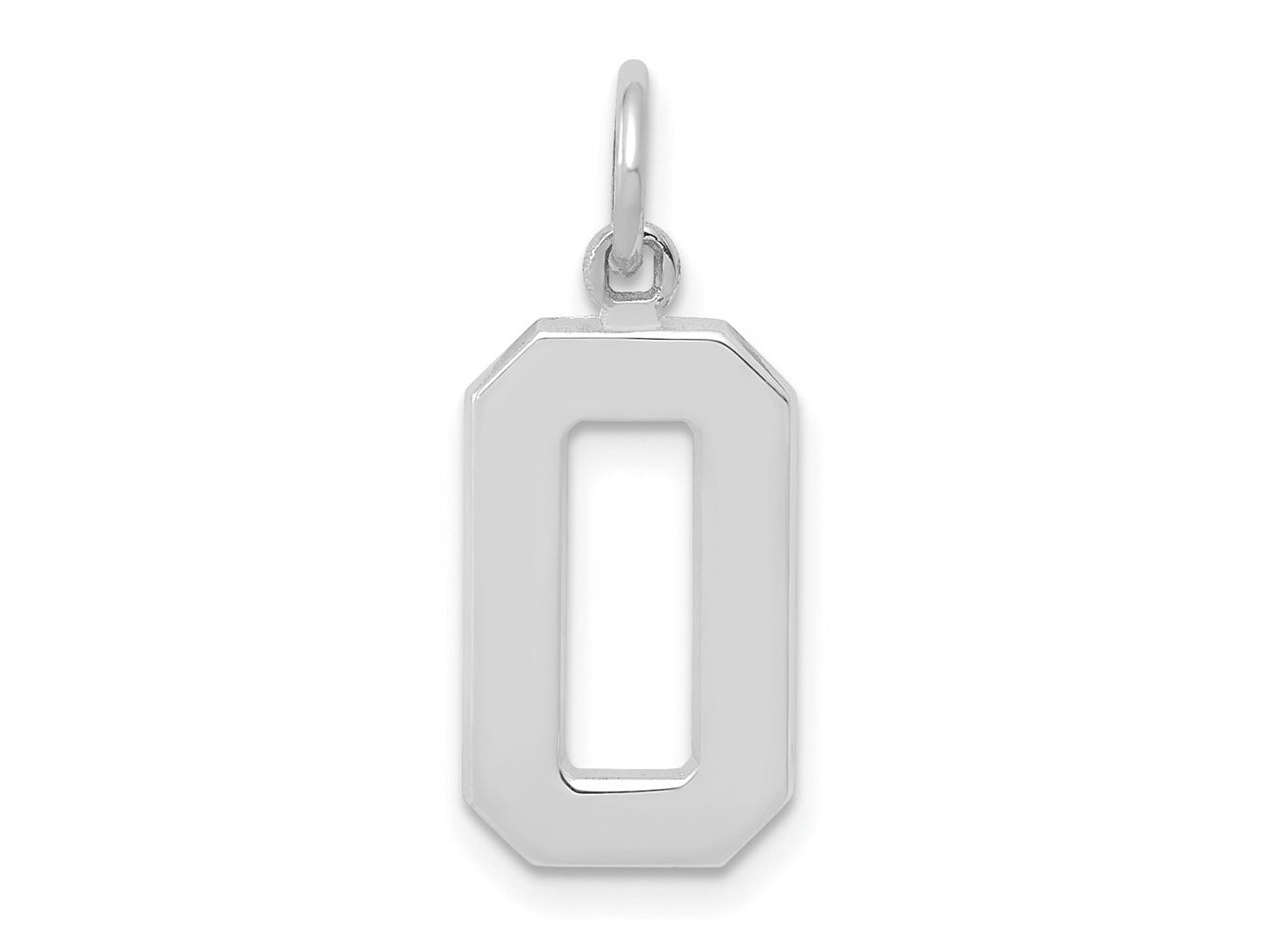 FJC Finejewelers 14 kt White Gold Medium Polished Number 0 Charm 17 x 9 mm