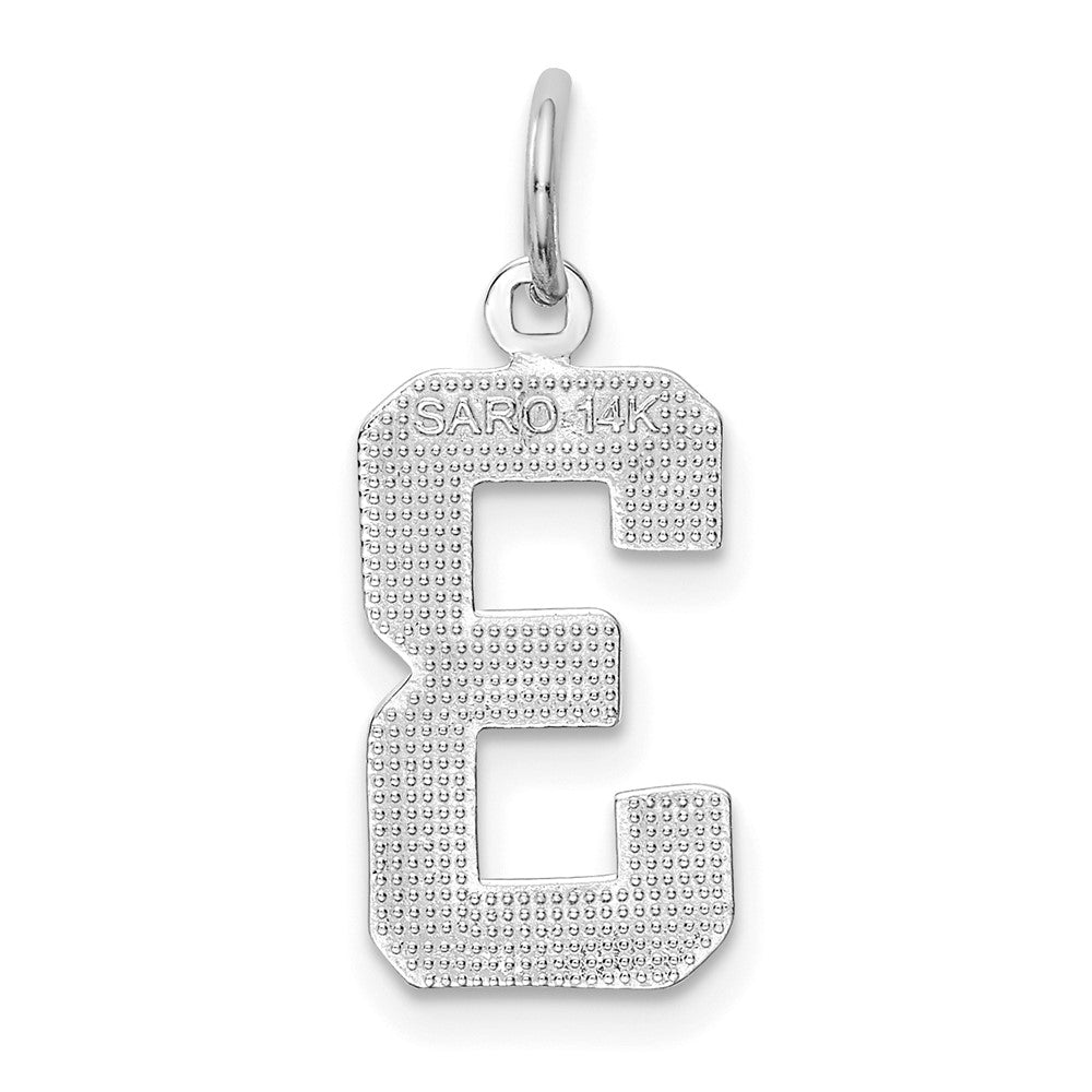 FJC Finejewelers 14 kt White Gold Medium Polished Number 3 Charm 17 x 9 mm