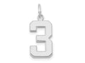 FJC Finejewelers 14 kt White Gold Medium Polished Number 3 Charm 17 x 9 mm