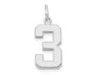 FJC Finejewelers 14 kt White Gold Medium Polished Number 3 Charm 17 x 9 mm