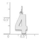 FJC Finejewelers 14 kt White Gold Medium Polished Number 4 Charm 17 x 9 mm