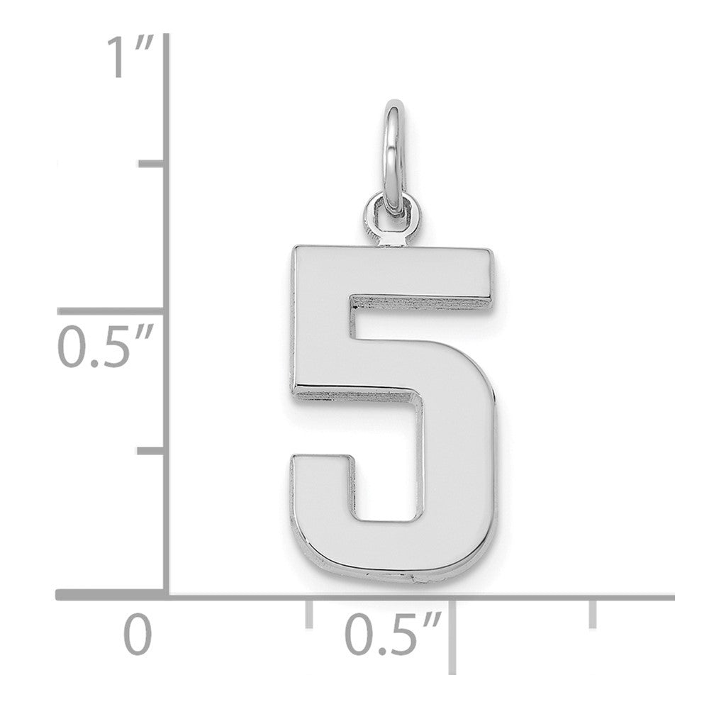 FJC Finejewelers 14 kt White Gold Medium Polished Number 5 Charm 17 x 9 mm