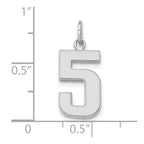 FJC Finejewelers 14 kt White Gold Medium Polished Number 5 Charm 17 x 9 mm