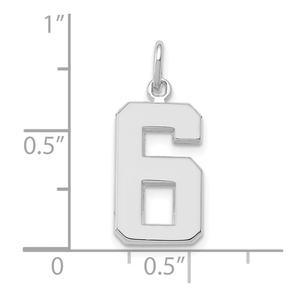 FJC Finejewelers 14 kt White Gold Medium Polished Number 6 Charm 17 x 9 mm