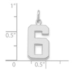 FJC Finejewelers 14 kt White Gold Medium Polished Number 6 Charm 17 x 9 mm