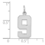 FJC Finejewelers 14 kt White Gold Medium Polished Number 9 Charm 17 x 9 mm